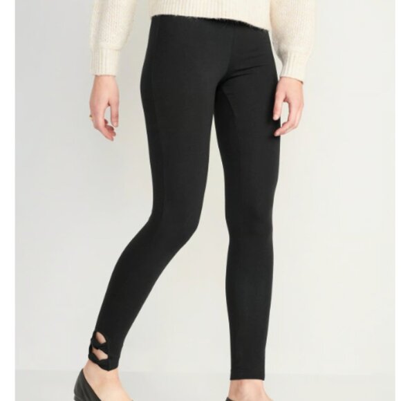NWT Old Navy Black High-Rise Leggings with Knot Detail - Picture 1 of 3